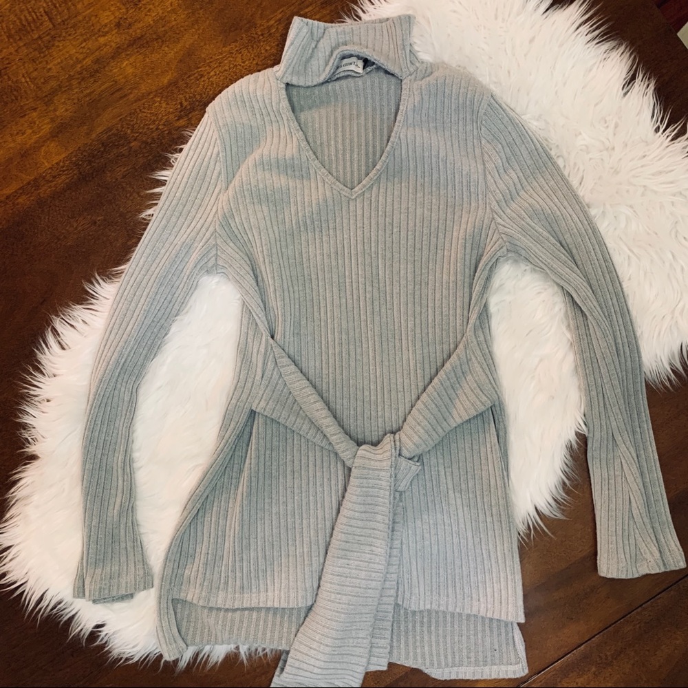 Gray Keyhole Sweater